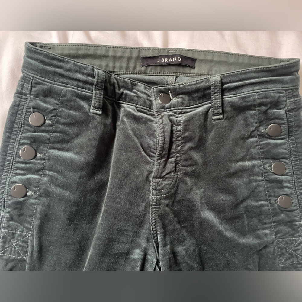 J Brand Green Velvet Skinny Jean